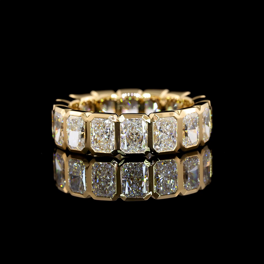 5.30 CTTW Radiant Lab Diamond Full Eternity Sz. 6.5 14k Yellow Gold F Color and VS2 Clarity jewelry-spot-usa