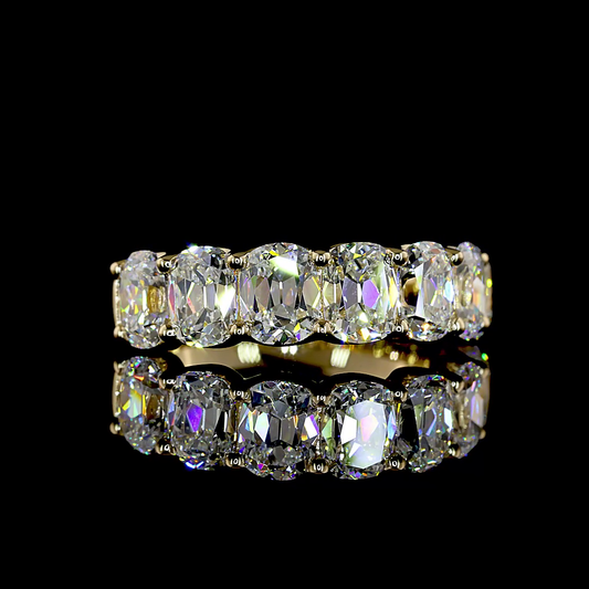 3.58 CTTW Antique Cushion Lab Grown Diamond 7 Stones Eternity Band Sz. 6 (E Color and VS1 Clarity)