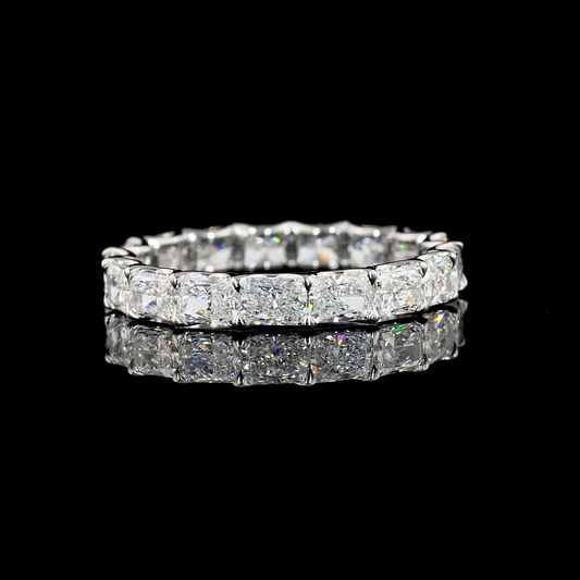 2.50 CTTW Radiant Lab Diamond Full Eternity Sz. 6.5 14k White Gold (F Color and VS2 Clarity)