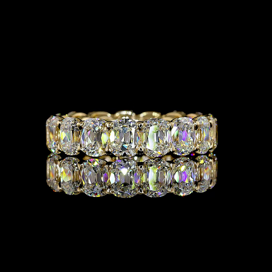 6.11 CTTW Antique Cushion Lab Grown Diamond Full Eternity Sz. 6 (E Color and VS1 Clarity)