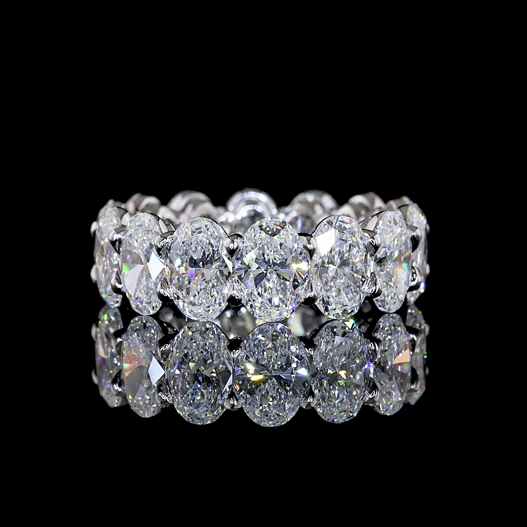 9.38 CTTW Oval Lab Grown Diamond Full Eternity Sz. 6.5 (E Color and VS1 Clarity)