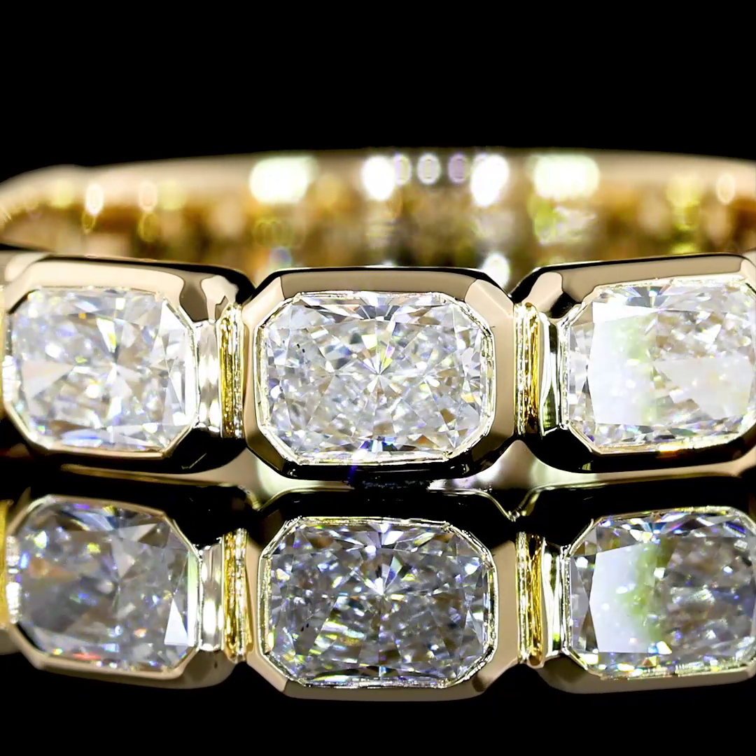 1.40 CTTW Radiant Lab Grown Diamond 3/4 Eternity Band Sz. 4.75 (F Color and VS1 Clarity)