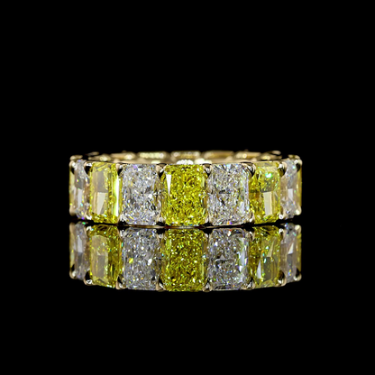 8.40 CTTW Radiant Lab Grown Diamond Full Eternity Sz. 5 (FV.YL Color and VS1 Clarity)