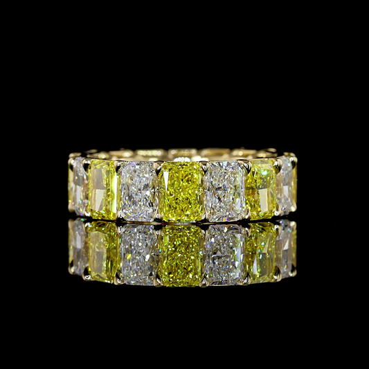 8.40 CTTW Radiant Lab Grown Diamond Full Eternity Sz. 5 (FV.YL Color and VS1 Clarity)