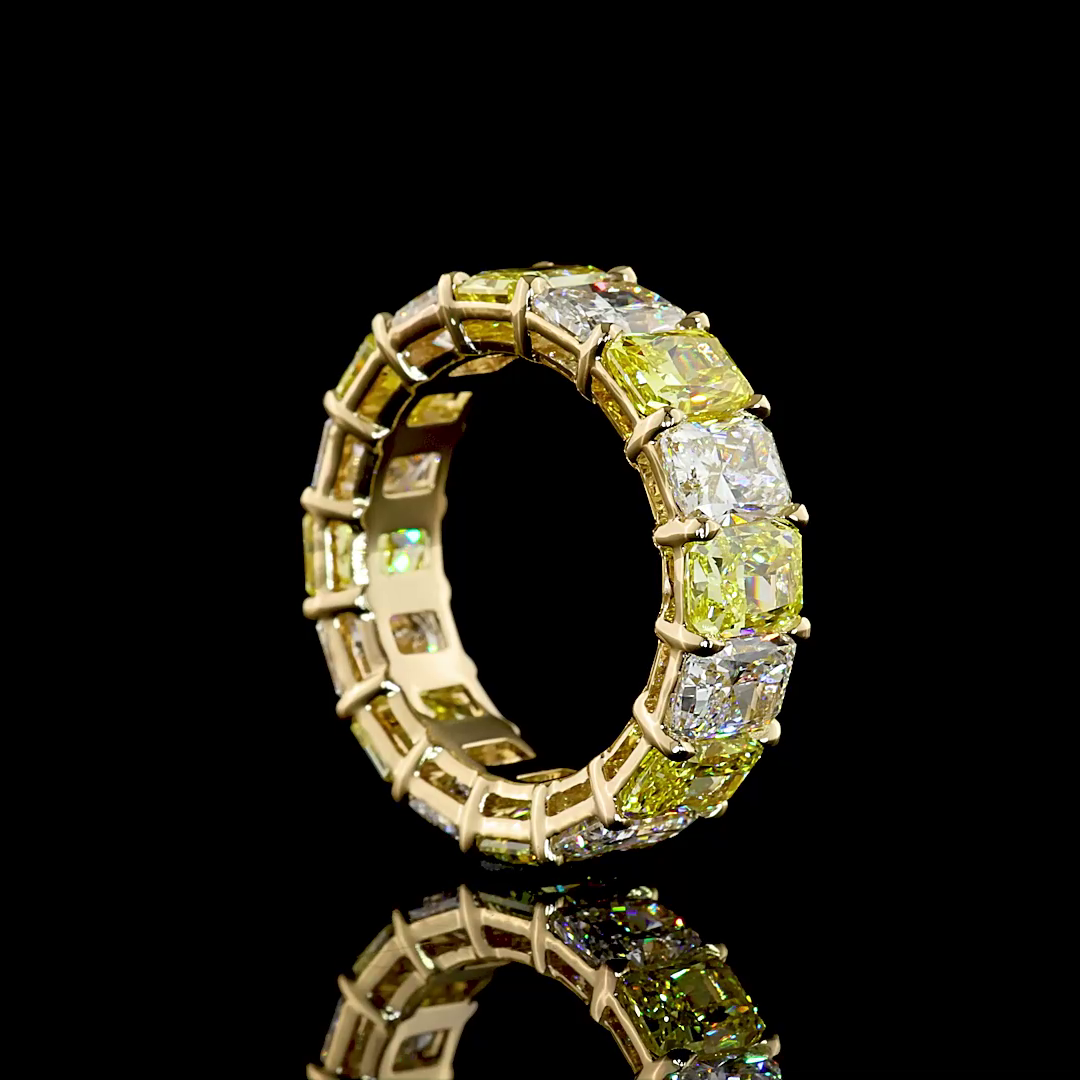 8.40 CTTW Radiant Lab Grown Diamond Full Eternity Sz. 5 (FV.YL Color and VS1 Clarity)