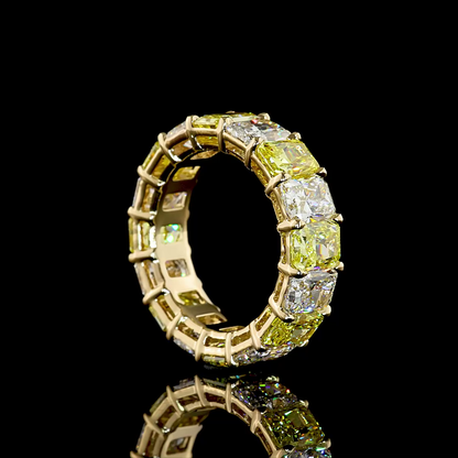 8.40 CTTW Radiant Lab Grown Diamond Full Eternity Sz. 5 (FV.YL Color and VS1 Clarity)