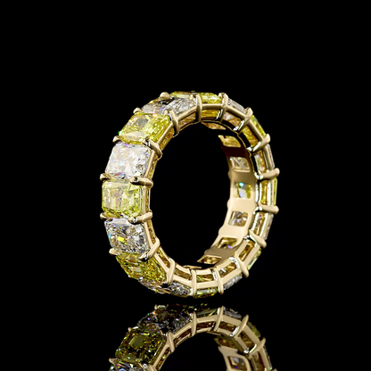 8.40 CTTW Radiant Lab Grown Diamond Full Eternity Sz. 5 (FV.YL Color and VS1 Clarity)