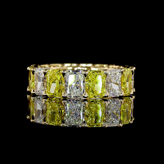 9.06 CTTW Radiant Lab Diamond Full Eternity (Fancy Vivid Yellow Color and VS1 Clarity)