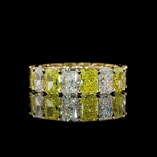 8.91 CTTW Radiant Lab Diamond Full Eternity (Fancy Vivid Yellow Color and VS1 Clarity)