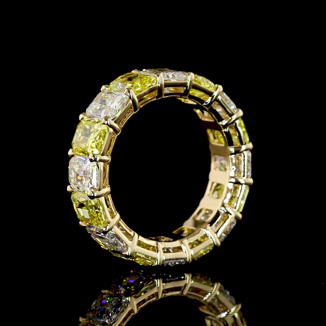 8.91 CTTW Radiant Lab Grown Diamond Full Eternity Sz. 6 (FV.YL Color and VS1 Clarity)