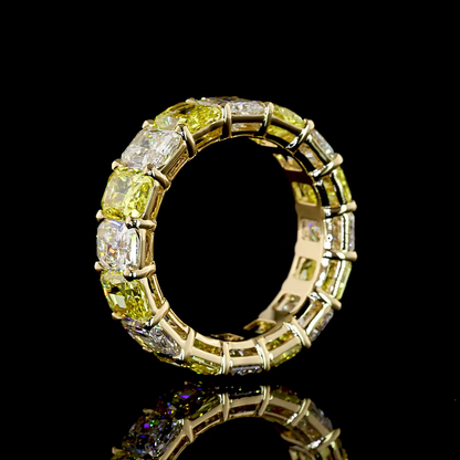 8.91 CTTW Radiant Lab Grown Diamond Full Eternity Sz. 6 (FV.YL Color and VS1 Clarity)