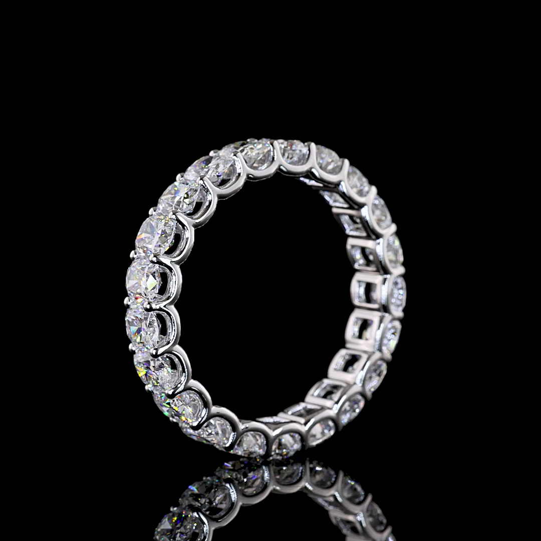 3.20 CTTW Cushion Brilliant Lab Diamond Full Eternity (E Color and VS1 Clarity)