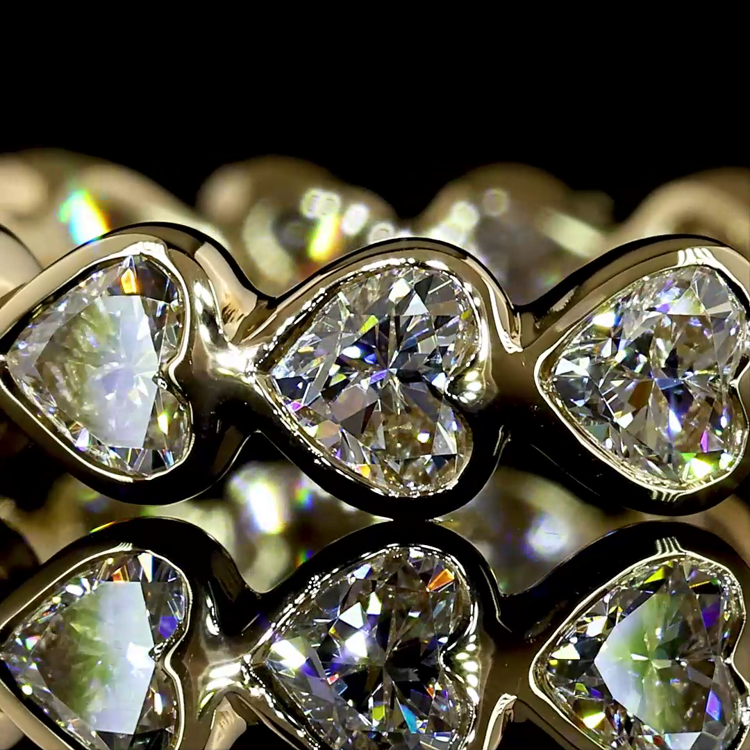 2.39 CTTW Heart Lab Grown Diamond Full Eternity Sz. 6.75 (E Color and VS1 Clarity)