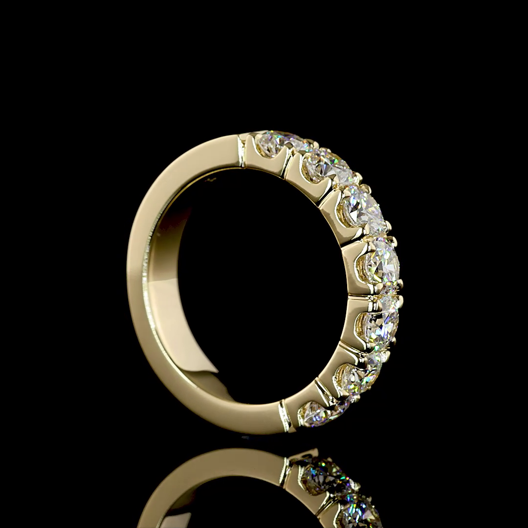 1.63 CTTW Round Lab Grown Diamond 7 Stones Eternity Band Sz. 6 (E Color and VS1 Clarity)