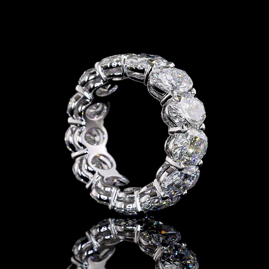 10.14 CTTW Oval Lab Grown Diamond Full Eternity Sz. 5.5 (E Color and VS1 Clarity)