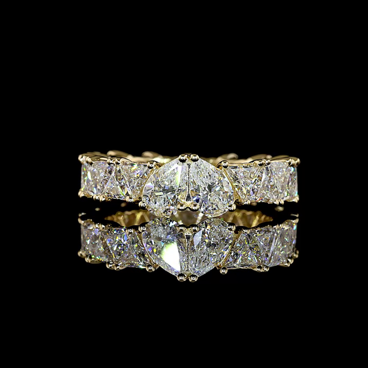 3.66 CTTW Pear Lab Grown Diamond Full Eternity Sz. 5.5 (E Color and VS1 Clarity)