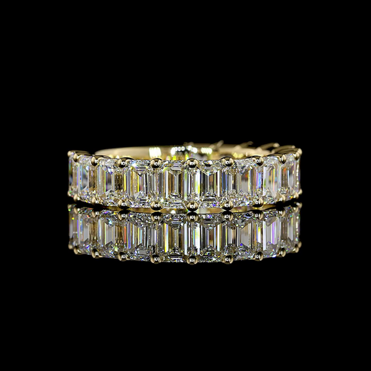 3.22 CTTW Emerald Lab Diamond 3/4 Eternity Band (E Color and VS1 Clarity)
