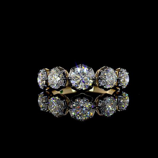 2.18 CTTW Round Lab Diamond 5 Stones Eternity Band (H Color and SI Clarity)