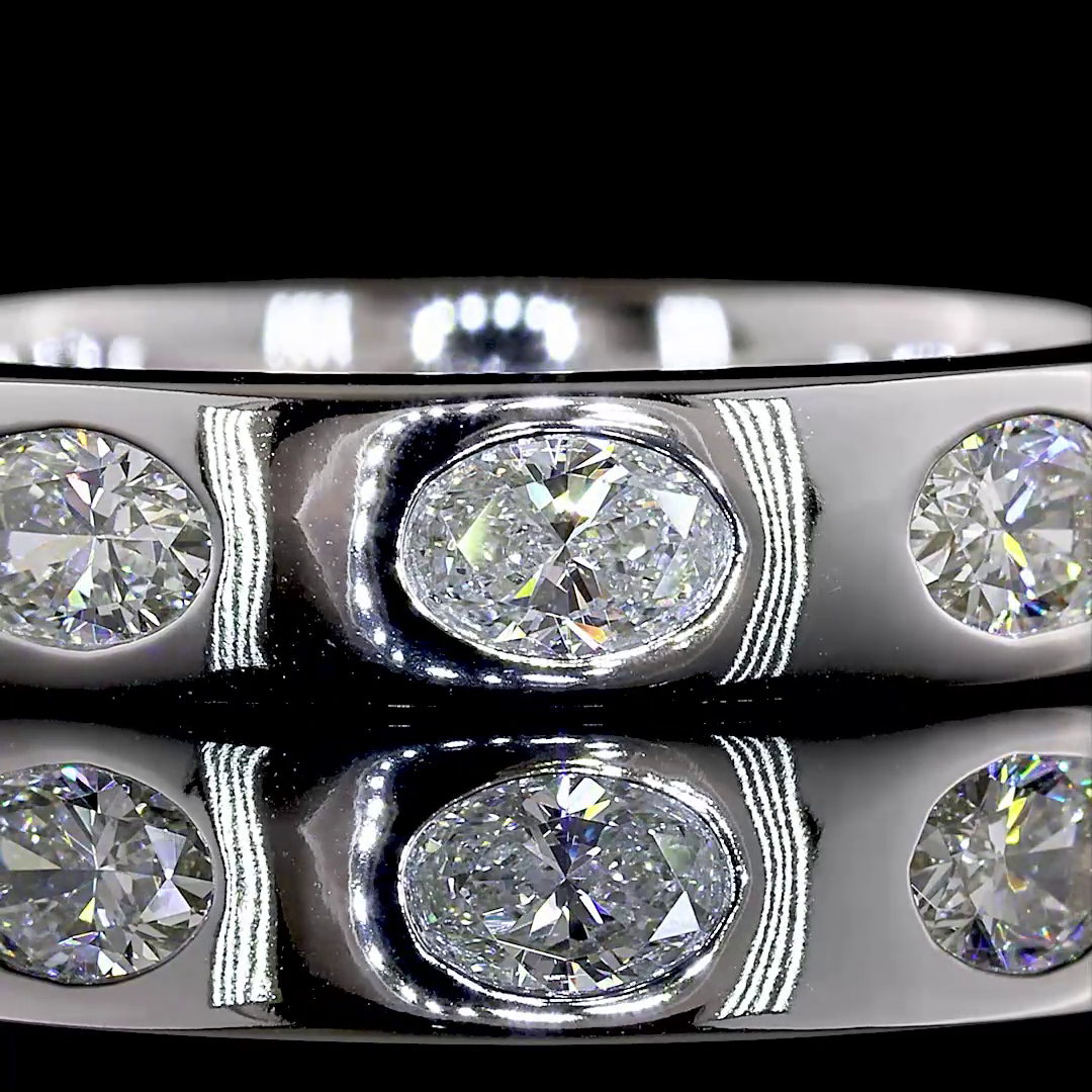 1.65 CTTW Oval Natural Diamond Full Eternity Sz. 6.5 (H Color and SI Clarity)