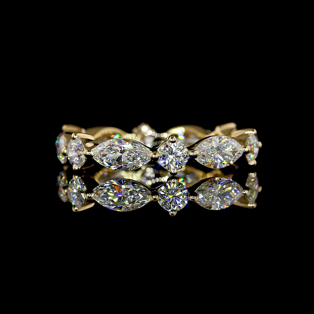 2.24 CTTW Marquise Natural Diamond Full Eternity Sz. 6 (H Color and SI Clarity)