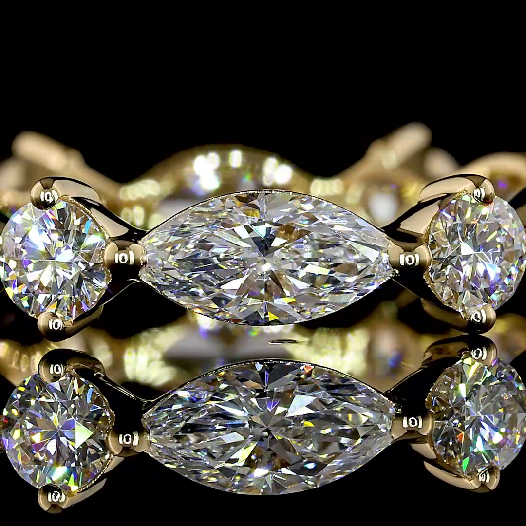 2.24 CTTW Marquise Natural Diamond Full Eternity Sz. 6 (H Color and SI Clarity)