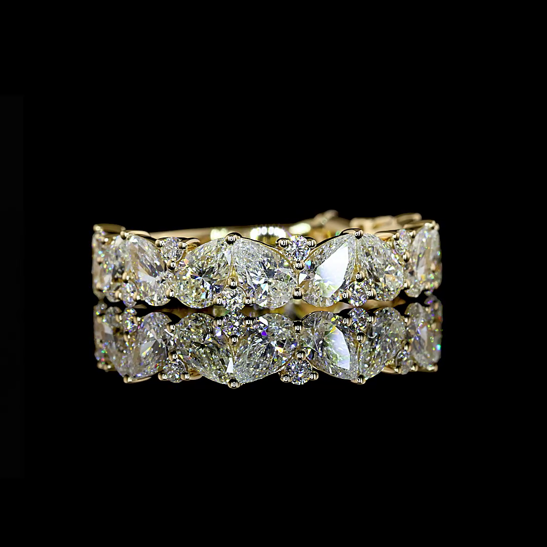 2.20 CTTW Pear Lab Diamond 3/4 Eternity Band (F Color and SI1 Clarity)
