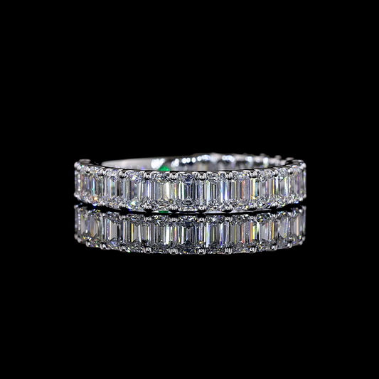 2.19 CTTW Emerald Lab Diamond 3/4 Eternity Band (F+ Color and VS+ Clarity)