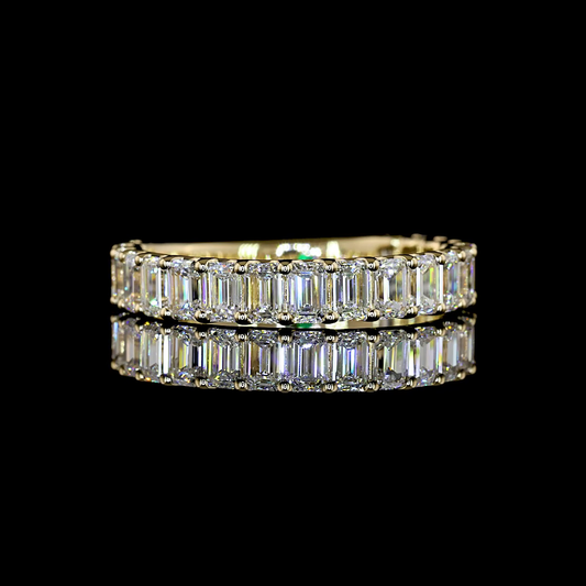 1.90 CTTW Emerald Lab Diamond 3/4 Eternity Band (F+ Color and VS+ Clarity)