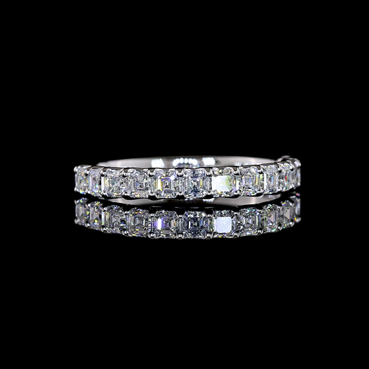 0.86 CTTW Asscher Lab Diamond Half Eternity Eternity Band (F Color and VS1 Clarity)