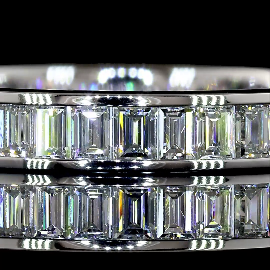 1.16 CTTW Baguette Lab Diamond 3/4 Eternity Band (F Color and VS1 Clarity)