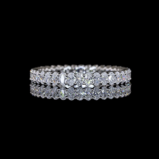 1.14 CTTW Oval Natural Diamond Full Eternity Sz. 6.5 (H Color and SI Clarity)