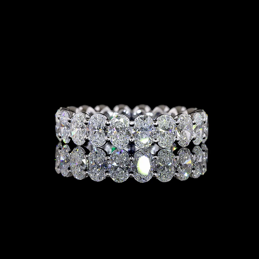 3.22 CTTW Oval Natural Diamond Full Eternity Sz. 6 (H Color and SI Clarity)