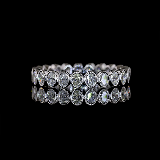 1.10 CTTW Oval Natural Diamond Full Eternity Sz. 6.5 (H Color and SI Clarity)
