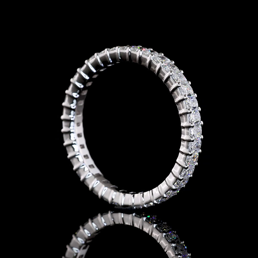 1.42 CTTW Radiant Natural Diamond Full Eternity Sz. 6.5 (H Color and SI Clarity)