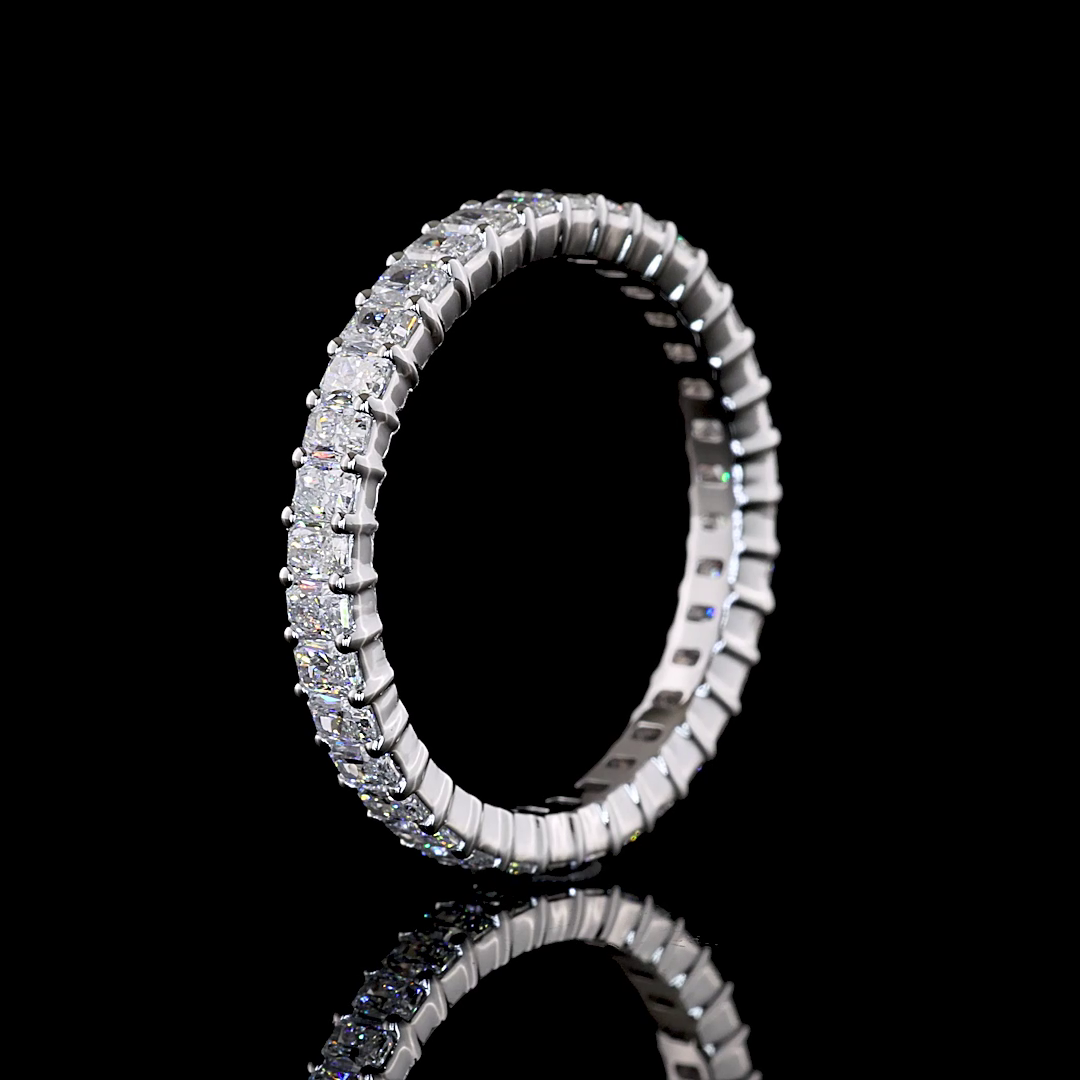 1.42 CTTW Radiant Natural Diamond Full Eternity Sz. 6.5 (H Color and SI Clarity)