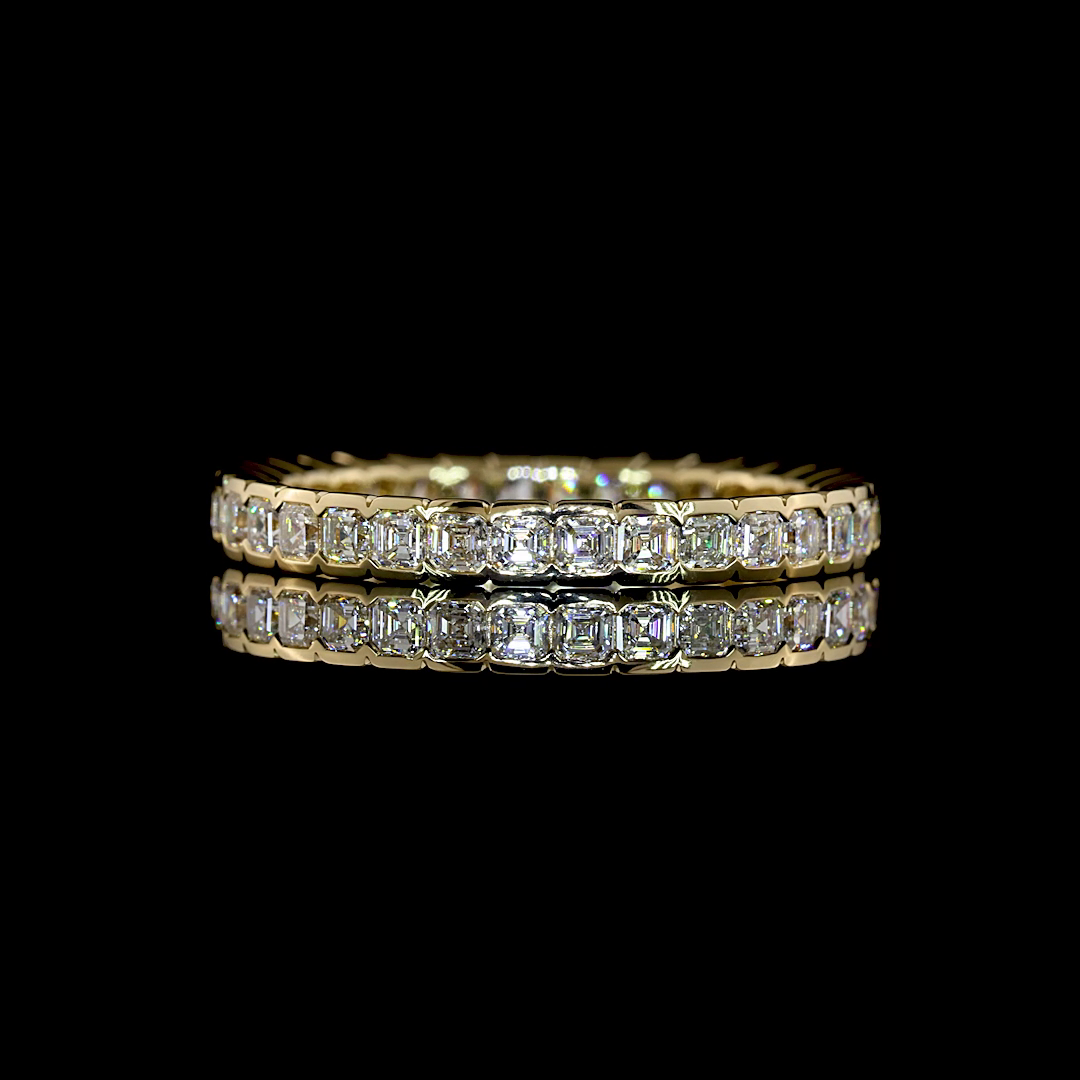 1.03 CTTW Asscher Natural Diamond Full Eternity Sz. 6.5 (H Color and SI Clarity)
