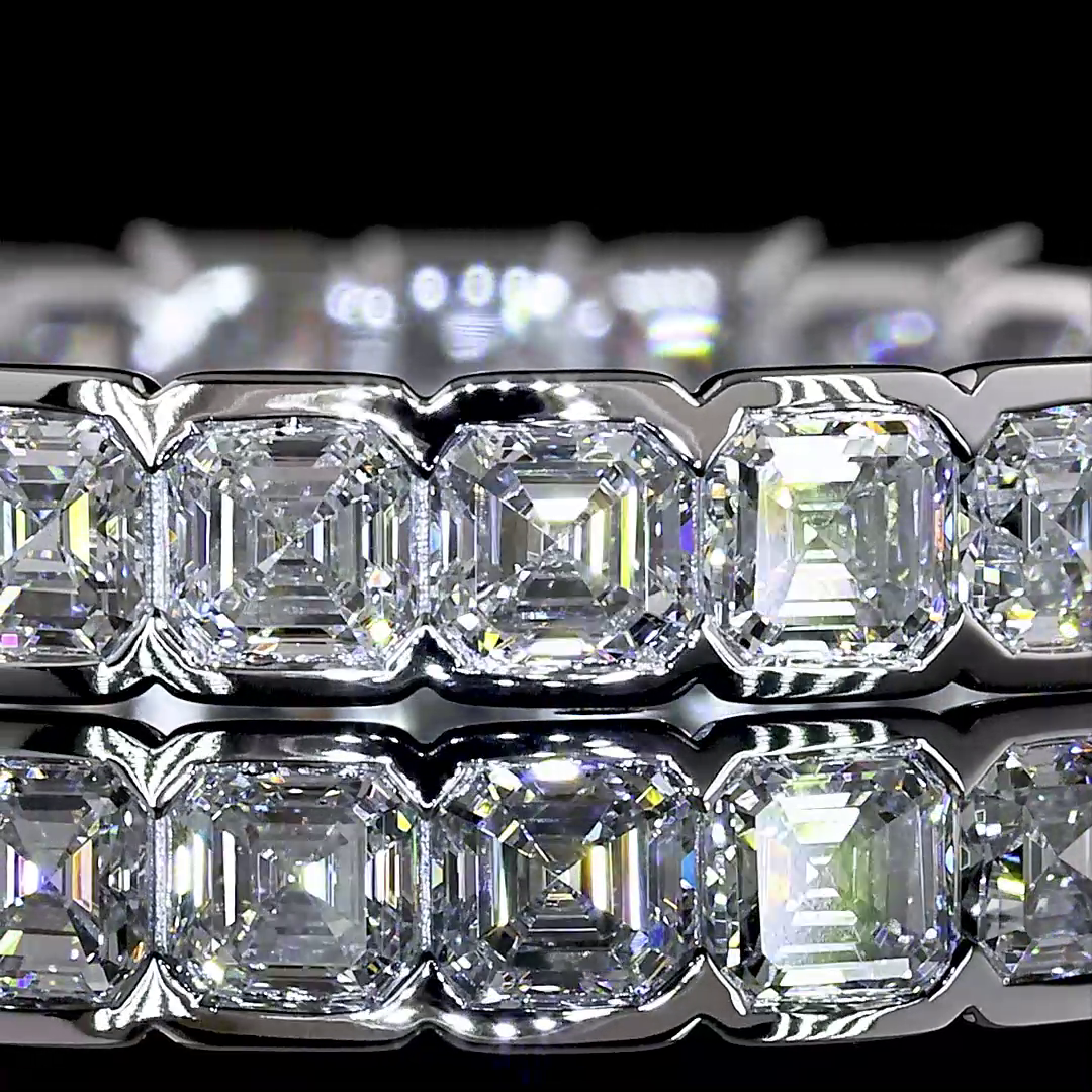 1.97 CTTW Asscher Natural Diamond Full Eternity Sz. 6.5 (H Color and SI Clarity)
