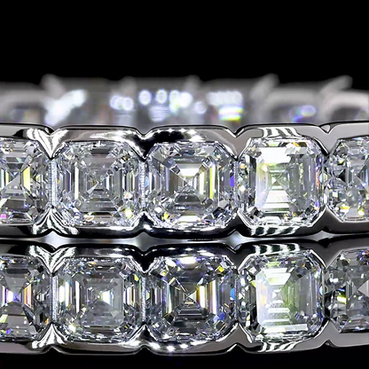 1.97 CTTW Asscher Natural Diamond Full Eternity Sz. 6.5 (H Color and SI Clarity)