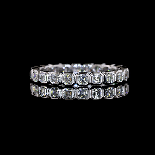 1.07 CTTW Asscher Natural Diamond Full Eternity Sz. 6.5 (H Color and SI Clarity)