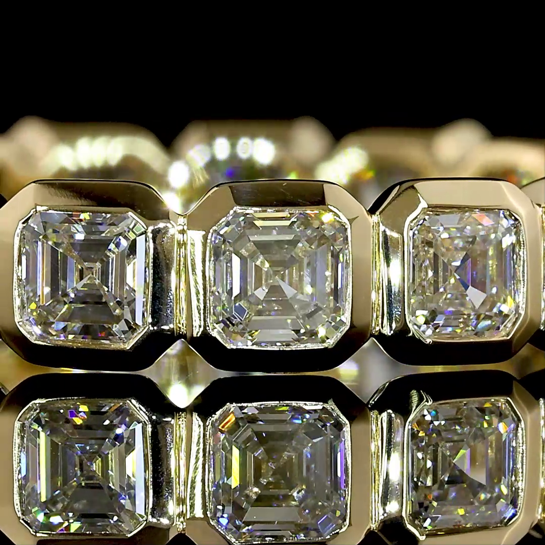 2.19 CTTW Asscher Natural Diamond Full Eternity Sz. 6.5 (H Color and SI Clarity)