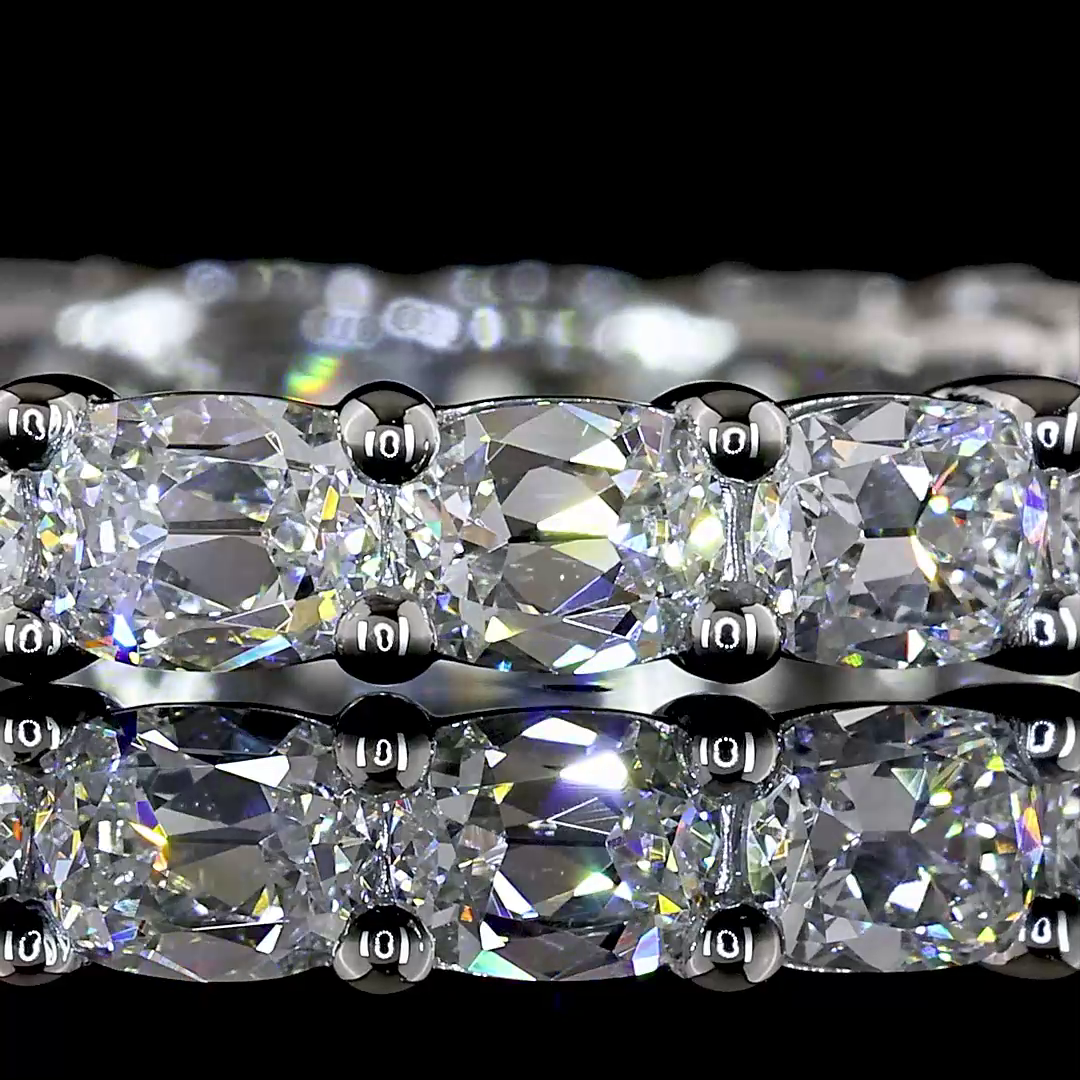 2.46 CTTW Antique Cushion Lab Grown Diamond Full Eternity Sz. 7.5 (E Color and VS1 Clarity)