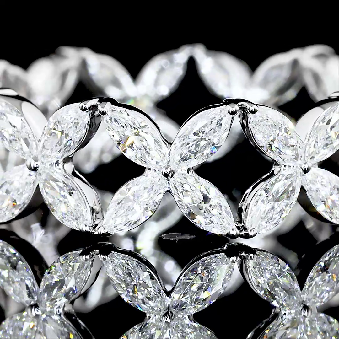 1.40 CTTW Marquise Lab Diamond Full Eternity Sz. 5.5 18k White Gold (F Color and VS2 Clarity)