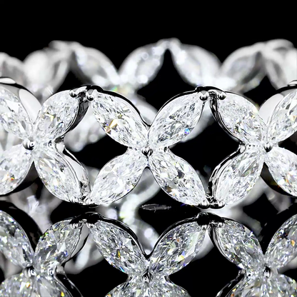 1.40 CTTW Marquise Lab Diamond Full Eternity Sz. 5.5 18k White Gold (F Color and VS2 Clarity)