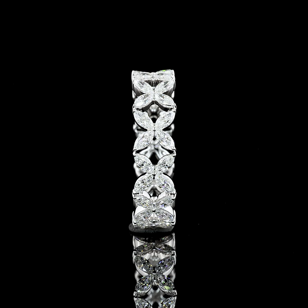 1.40 CTTW Marquise Lab Diamond Full Eternity Sz. 5.5 18k White Gold (F Color and VS2 Clarity)