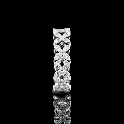 1.40 CTTW Marquise Lab Diamond Full Eternity Sz. 5.5 18k White Gold (F Color and VS2 Clarity)