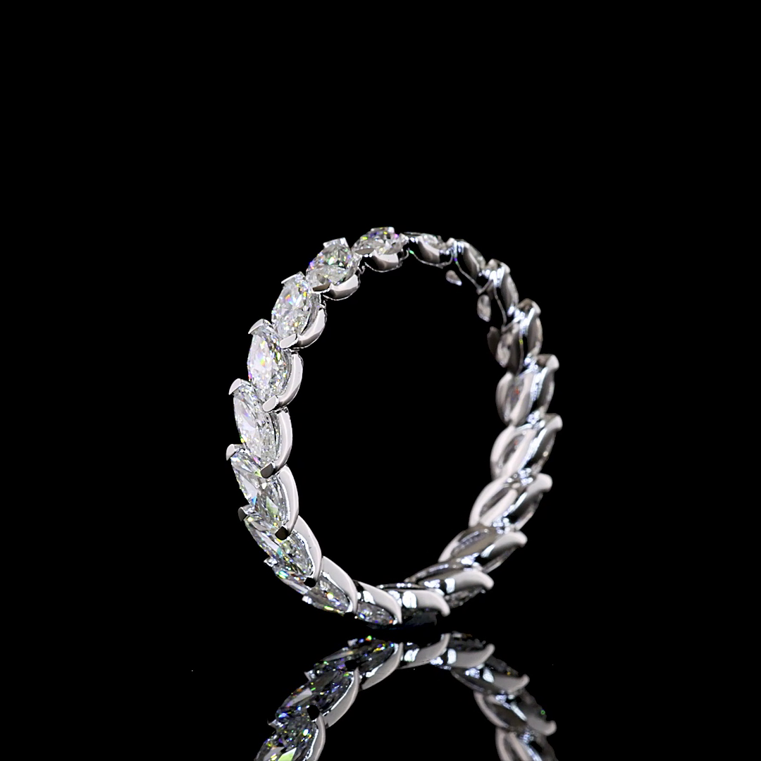 2.16 CTTW Marquise Lab Grown Diamond Full Eternity Sz. 6.5 (E Color and VS1 Clarity)