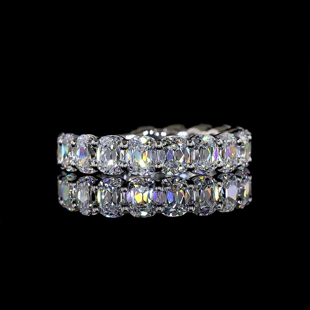 3.32 CTTW Antique Cushion Lab Grown Diamond 3/4 Eternity Band Sz. 5.75 (E Color and VS1 Clarity)
