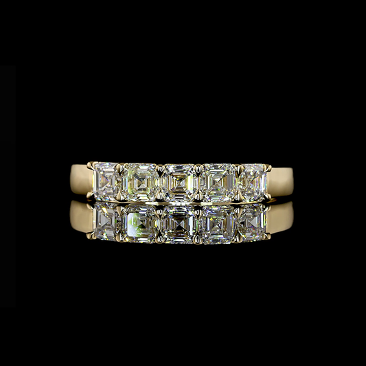 1.10 CTTW Asscher Lab Grown Diamond 5 Stones Eternity Band Sz. 7.5 (E Color and VS1 Clarity)
