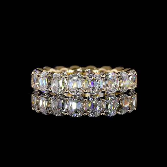 3.82 CTTW Antique Cushion Lab Grown Diamond Full Eternity Sz. 5.25 (E Color and VS1 Clarity)