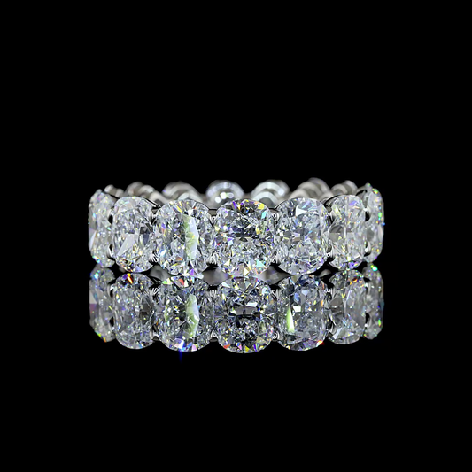 7.54 CTTW Cushion Brilliant Lab Grown Diamond Full Eternity Sz. 7.5 (E Color and VS1 Clarity)